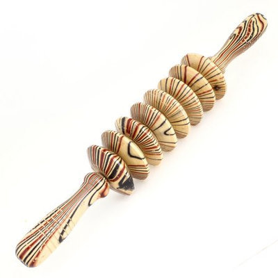 Wooden Wheel 8 Rollers Body Belly Back Health Rest Massager