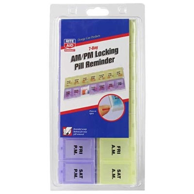 Rite Aid Weekly AM/PM Locking Pill Planner - 2XL