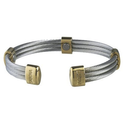 Sabona 36370 Trio Cable Stainless/Gold Magnetic Bracelet, Large