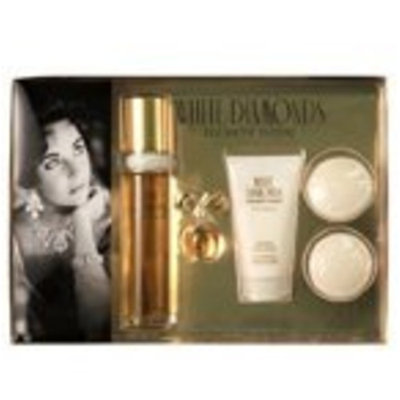 Elizabeth Taylor White Diamonds Gift Set for Women (Eau De Toilette Spray, Parfum, Lotion, Soaps)