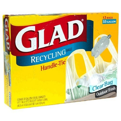 Glad Recycling Bags, Clear, 33 Gallon, 12-Count (Pack of 12)
