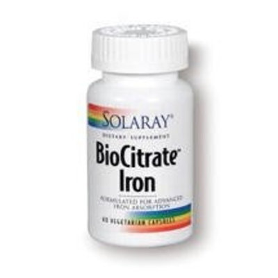 Solaray Biocitrate Iron Supplement, 25mg, 60 Count