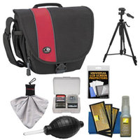 Tamrac 3444 Rally 4 Digital SLR Camera Case (Black/Red) with Tripod + Nikon Cleaning Kit for Nikon D3200, D5200, D5300, D7100, D600, D800