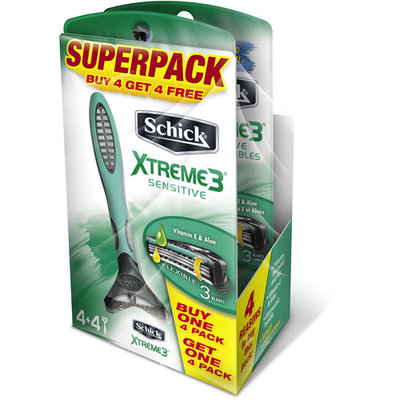 Schick Men's Xtreme3 Sensitive Razor Superpack, (Pack of 8)