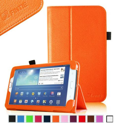 Fintie Folio Classic Leather Case for Samsung Galaxy Tab 3 7.0 inch Tablet, Orange
