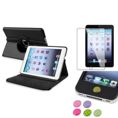 Insten iPad Mini 3/2/1 Case, by INSTEN Black 360 Leather Case Cover+Guard/Sticker for iPad Mini 3 2 1