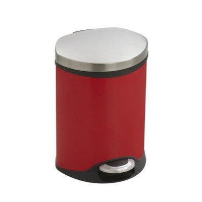 Safco Products Ellipse Step-On Waste Receptacle, 1-1/2 Gallon, Stainless Steel, 9900SS
