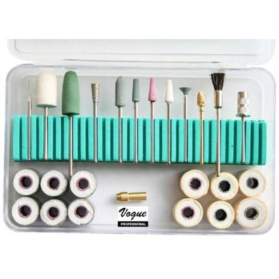 Vogue Professional Deluxe Nail Tech Accessories Tool Kit, 25 Pieces Nail Care for Nail Drill