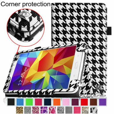 Fintie Folio Premium Vegan Leather Case Cover for Samsung Galaxy Tab 4 7.0 inch Tablet, Houndstooth Black