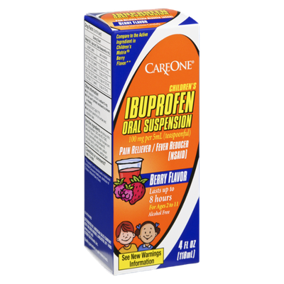 CareOne Berry Flavor Children's Ibuprofen Oral Suspension Pain Reliever/Fever Reducer (NSAID)