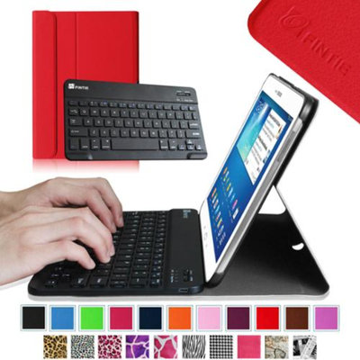 Fintie Wireless Bluetooth Keyboard Case Cover for Samsung Galaxy Tab 3 10.1 Inch Tablet, Red