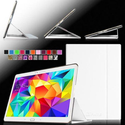 Fintie Ultra Slim Light Weight Stand Supports Three Viewing Angles Case for Samsung Galaxy Tab S 10.5 Tablet, White