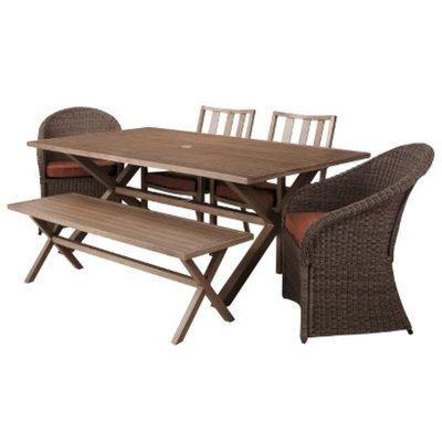 Threshold 6 Piece Orange Metal and Wicker Rectangular Patio Furniture