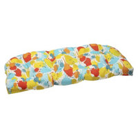 Pillow Perfect Outdoor Wicker Loveseat Cushion - Blue/Yellow Neddick