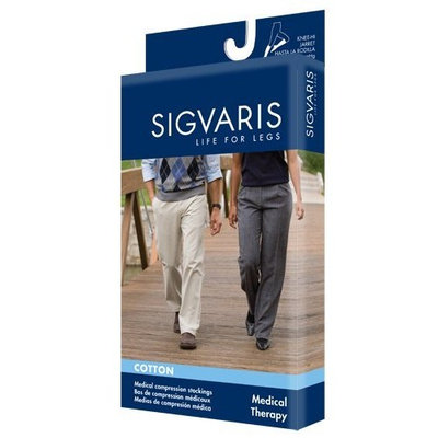 Sigvaris 230 Cotton Series 30-40 mmHg Unisex Open Toe Knee High Sock Size: Large Short