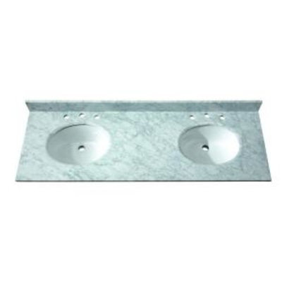Avanity 61 in. Marble Stone Vanity Top in Carrara White without Basin