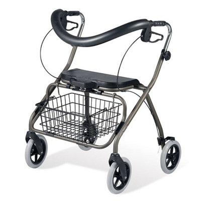 Medline Rollator Walker Heavy Duty Extra Wide, Burgundy, 1 ea