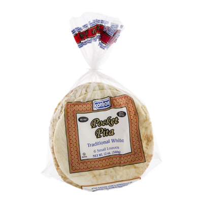 Kontos Pocket Pita Traditional White - 6 CT
