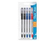 Ballpoint Pen, Fine Point, 5/PK, 2 Black/2 Blue/1 Red