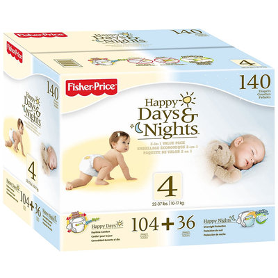 Fisher Price Day & Night Diaper Combo Box Case - Size 3 156ct.