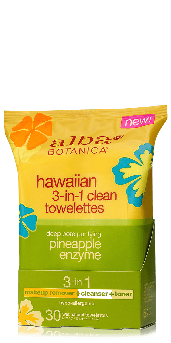 Alba Botanica Hawaiian 3-in-1 Clean Towelettes Deep Pore Purifying Pineapple Enzyme