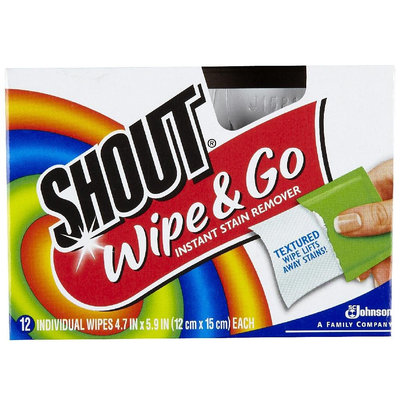 Shout Laundry Supplies Multi-Purpose Instant Stain Remover Wipes (12-Pack) 02246
