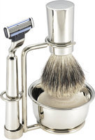 Swissco 5-Piece Shave Set, Nickel, Badger, Mach 3, Bowl & Soap, 19.8 oz Box