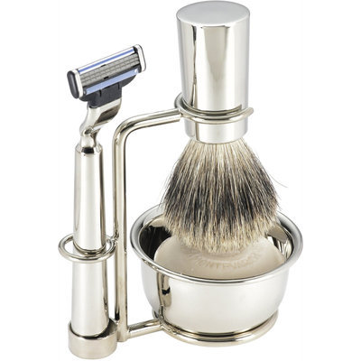 Swissco 5-Piece Shave Set, Nickel, Badger, Mach 3, Bowl & Soap, 19.8 oz Box