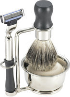 Swissco 5-Piece Shave Set, Black, Badger, Mach 3 with Soap, 14.6 oz Box
