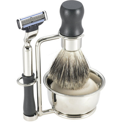 Swissco 5-Piece Shave Set, Black, Badger, Mach 3 with Soap, 14.6 oz Box