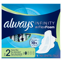 Always Infinity Size 2 Super Pads with Wings Unscented