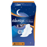 Always Infinity Size 4 Overnight Pads with Wings Unscented
