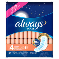 Always Maxi Size 4 Overnight Pads with Wings Unscented