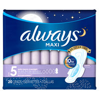 Always Maxi Size 5 Extra Heavy Overnight Pads with Wings Unscented