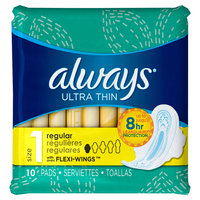 Always Ultra Thin Size 1 Regular Pads With Wings Unscented