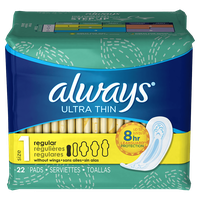 Always Ultra Thin Size 1 Regular Pads without Wings Unscented