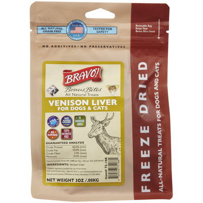 Bravo! Bonus Bites Freeze Dried Treats - Venison Livers - 3 oz