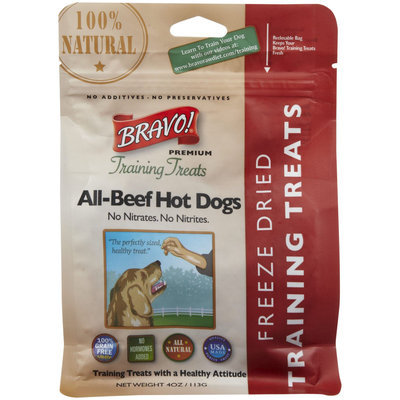 Bravo! Premium Freeze-Dried Training Treats for Dogs - Beef Hot Dog - 4 oz