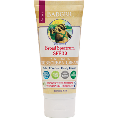 BADGER® SPF 30 Unscented Sunscreen Cream