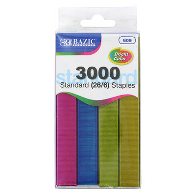 Bazic Standard 26/6 Assorted Color Desktop Staples