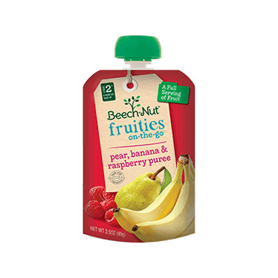 Beech-Nut pear, banana & raspberry fruities on-the-go pouch