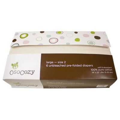 OsoCozy Prefold Cloth Diapers - Unbleached L (26-36 lbs) - 6 ct.