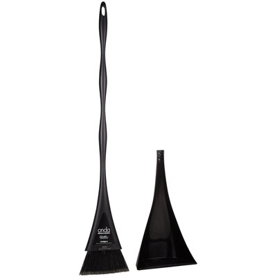 Casabella 09974 Onda Broom and Dustpan Set, Black