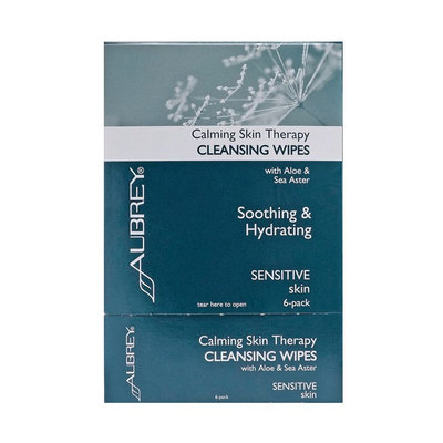 Aubrey Organic Calming Skin Therapy Cleansing Wipes - 6 Pack