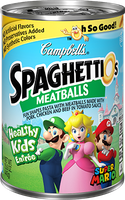 Campbell's SpaghettiOs Meatballs Super Mario Fun Shapes Pasta with Pork Chicken and Beef in Tomato Sauce
