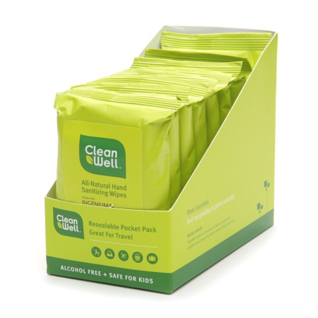 CleanWell Natural Hand Sanitizer Wipes