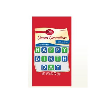 Betty Crocker™ Alphabet Assortment Cool in Blue Happy Birthday Candy Card Decoration
