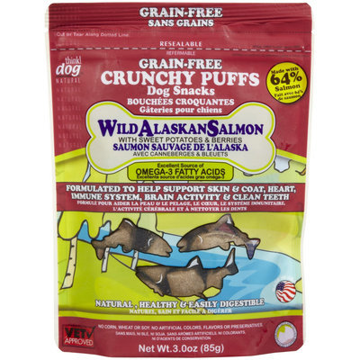 Think Dog Think! Dog Wild Alaskan Salmon with Sweet Pototoes & Berries Crunchy Puffs - 3oz