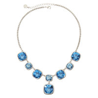Monet Silver-Tone Blue Glass Stone Y Necklace