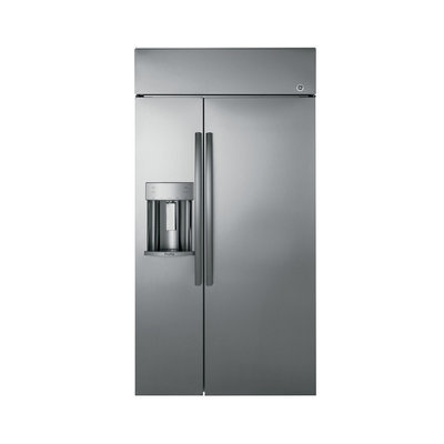 GE Profile PSB48YSKSS Side-by-Side Built-in Refrigerator with 24.3 cu. ft. Capacity, 4 Adjustable Glass Shelves, Gallon Door Bin, Deli Drawer, Produce Drawer, Climate Control Drawer and Ice/Water Dispenser: 48